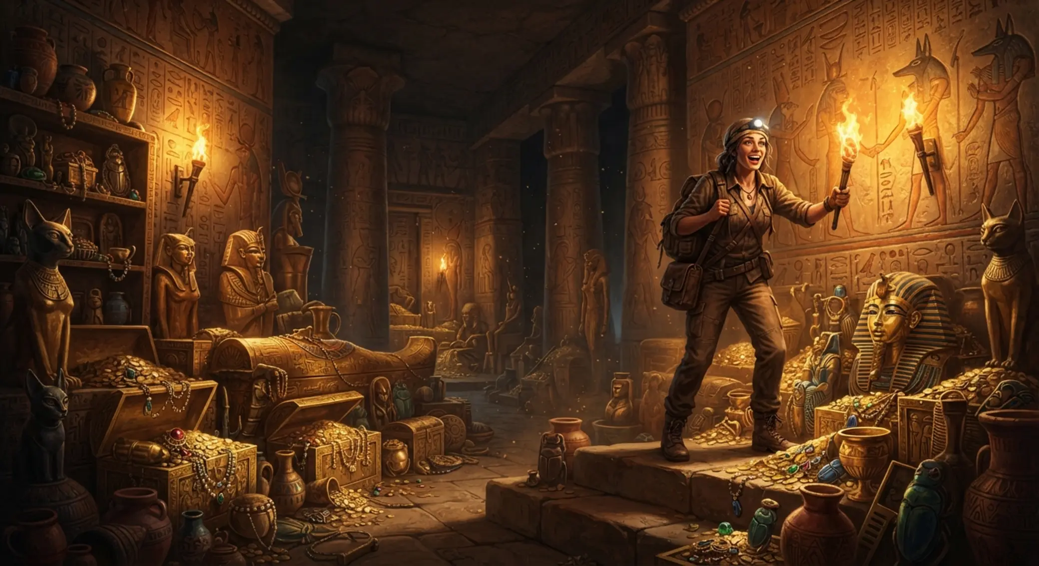 Book of Ra Magic – klimat przygody i skarbów Poszukiwacz w grobowcu pełnym skarbów w klimacie Egiptu