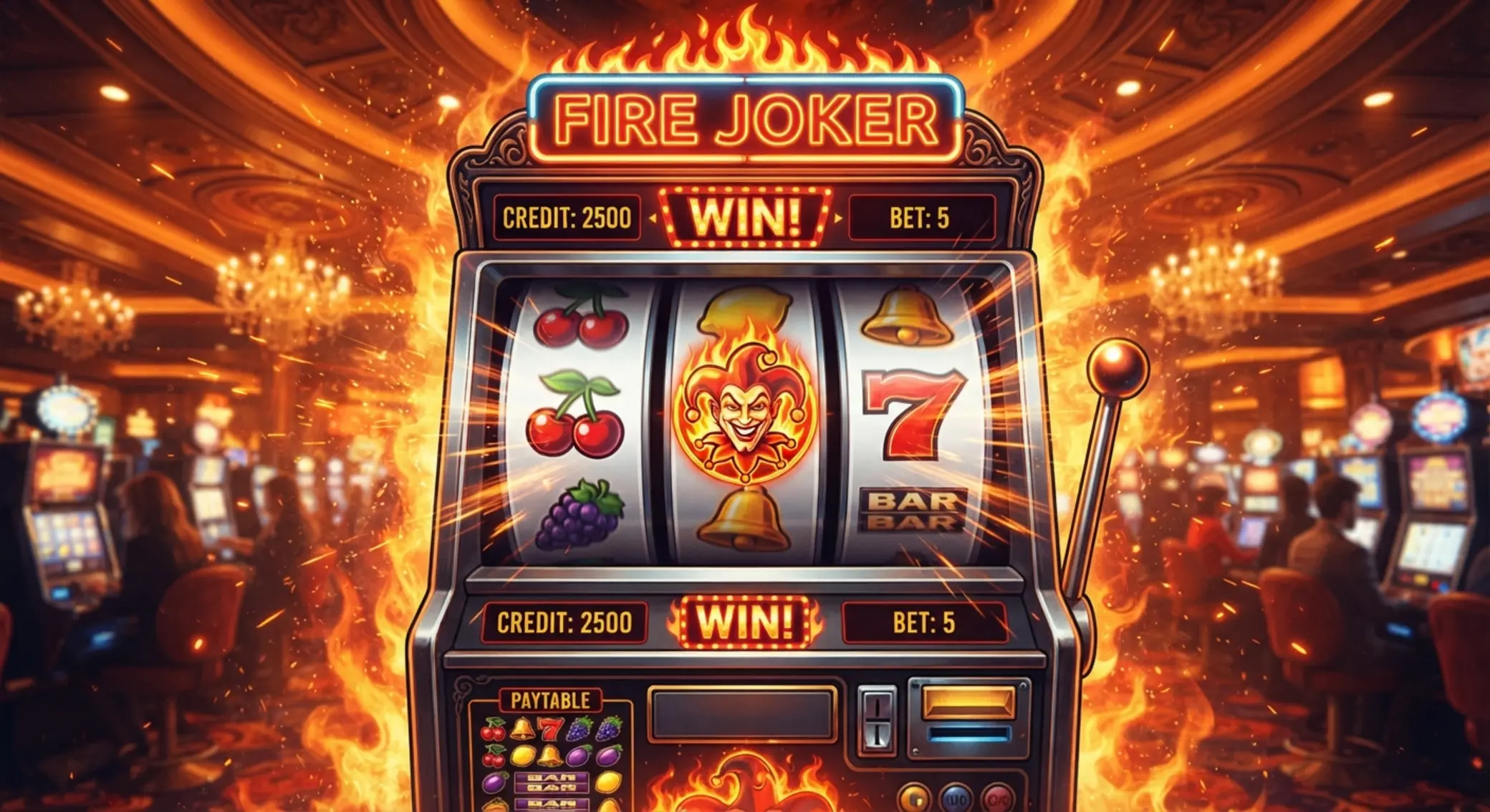 Symbol Jokera i klasyczne owoce w slocie Fire Joker