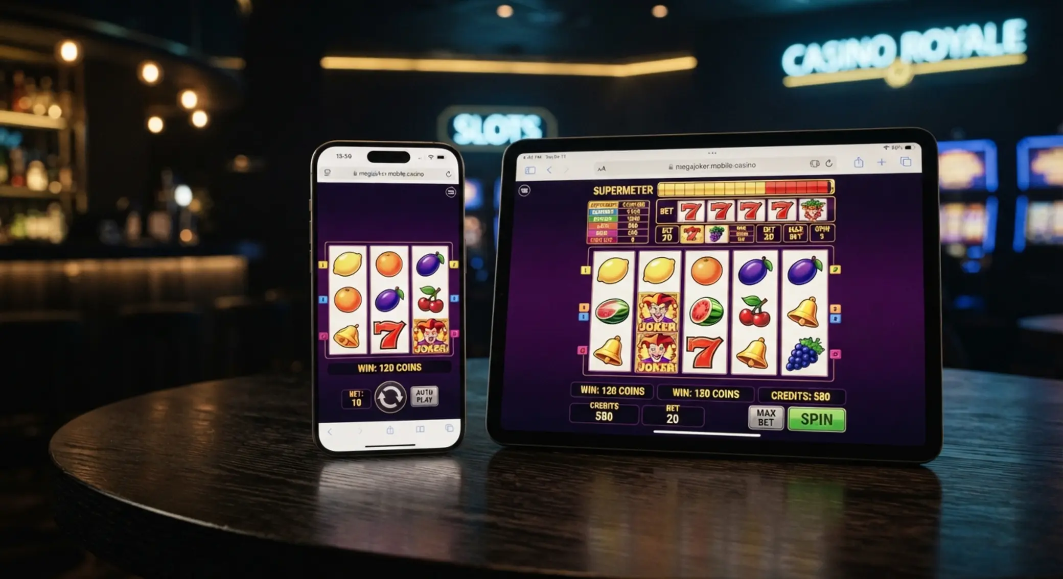 Mega Joker uruchomiony na smartfonie i tablecie