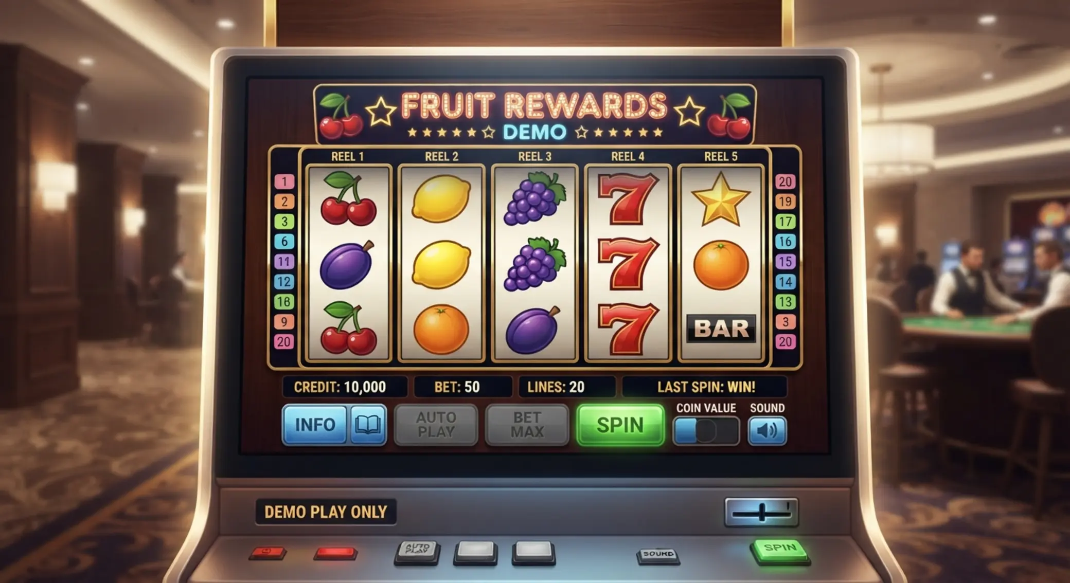 Klasyczny slot owocowy w trybie demo na ekranie